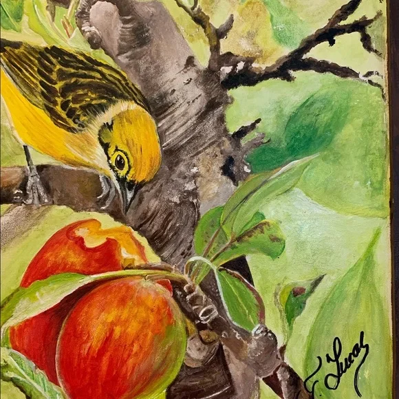 Handmade Original Bird EatingMango